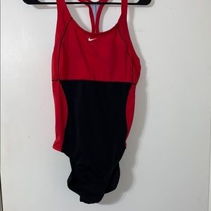 Nike Red and Black One Piece Sport Swimsuit